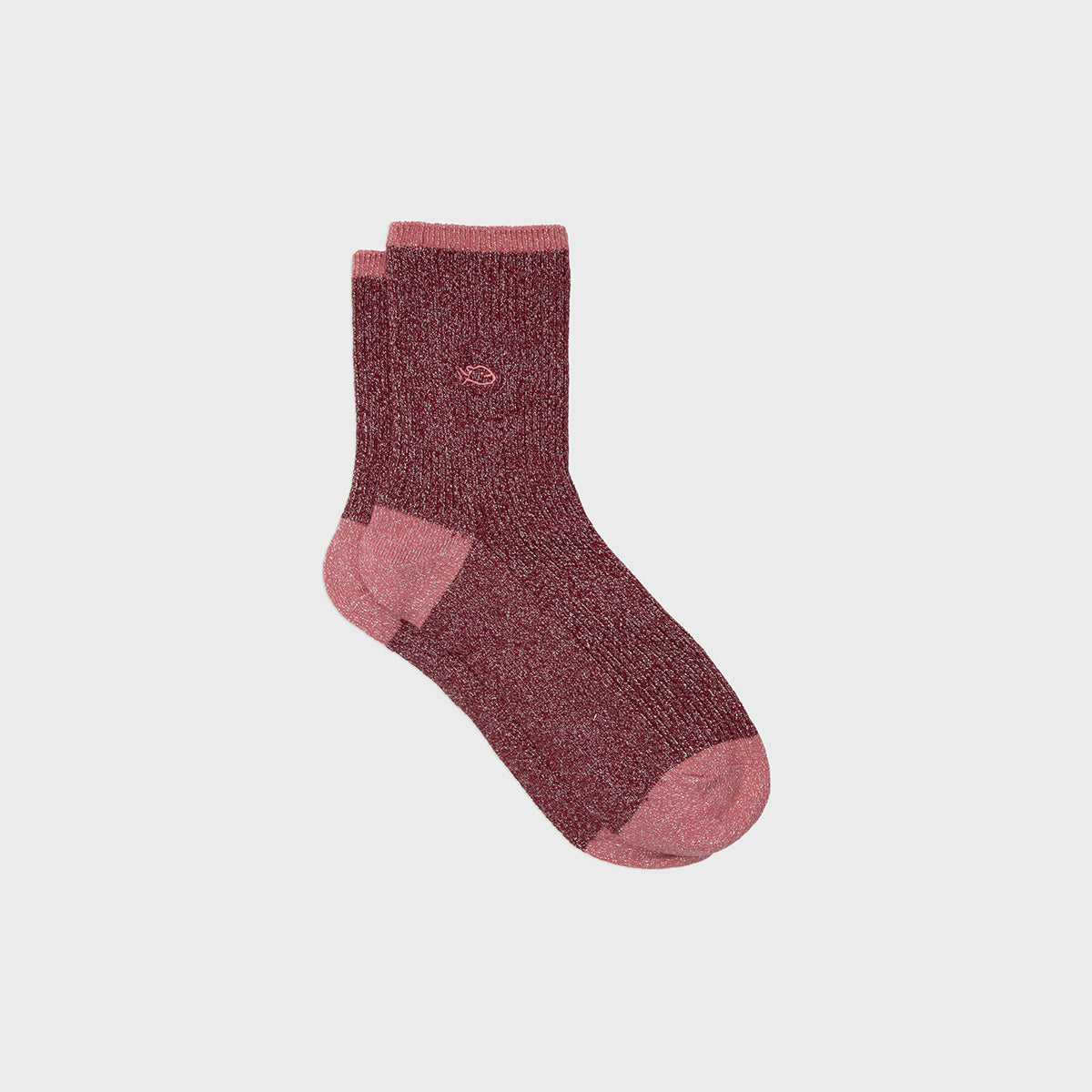 Chaussettes en coton peigné Vintage - Bordeaux et rose