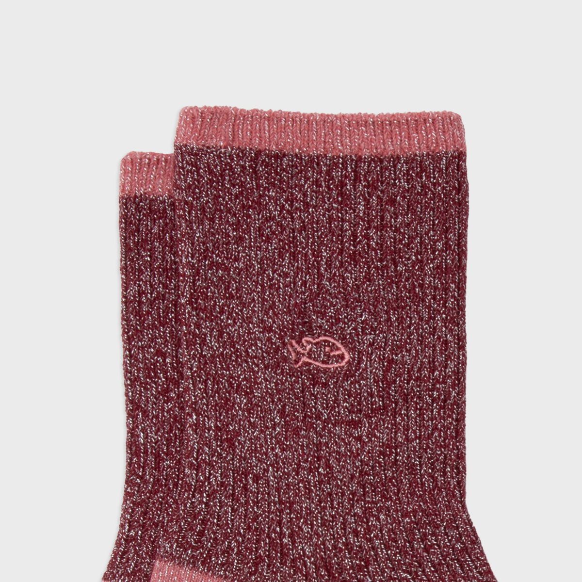 Chaussettes en coton peigné Vintage - Bordeaux et rose