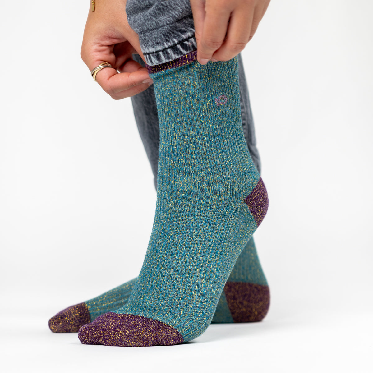 Socks in combed cotton Vintage - Duck blue