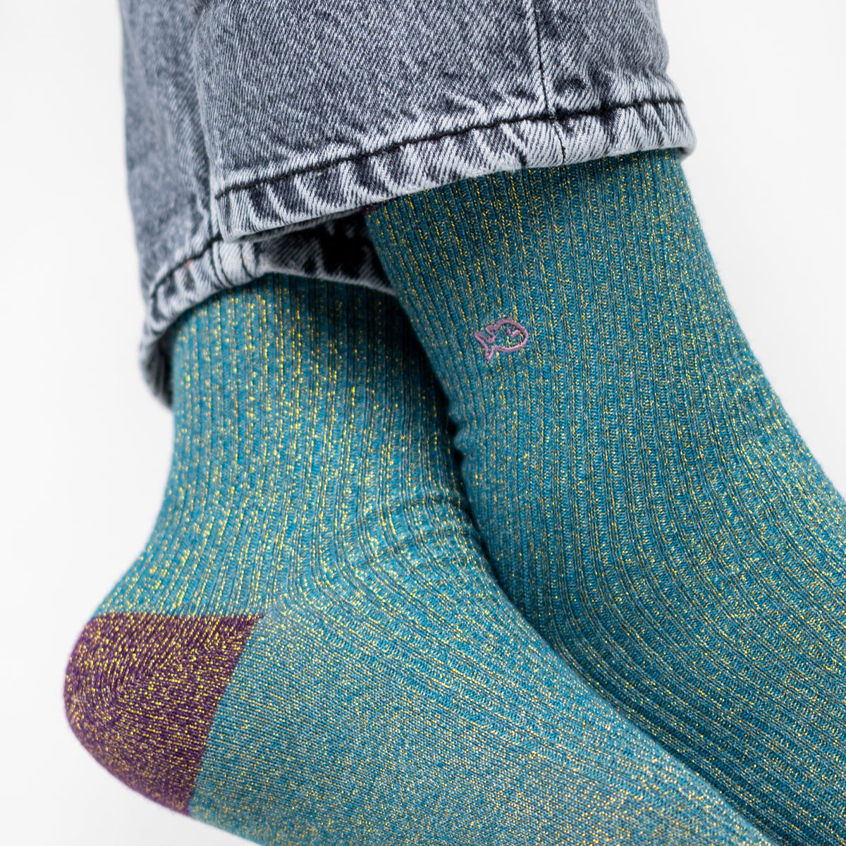 Socks in combed cotton Vintage - Duck blue