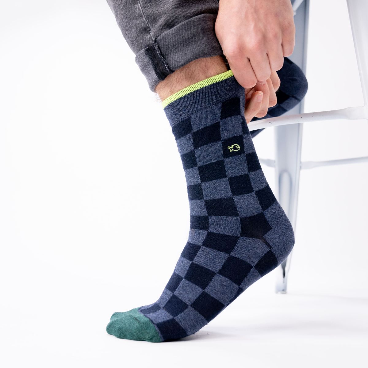 Socks in combed cotton Checked - Hunaudieres