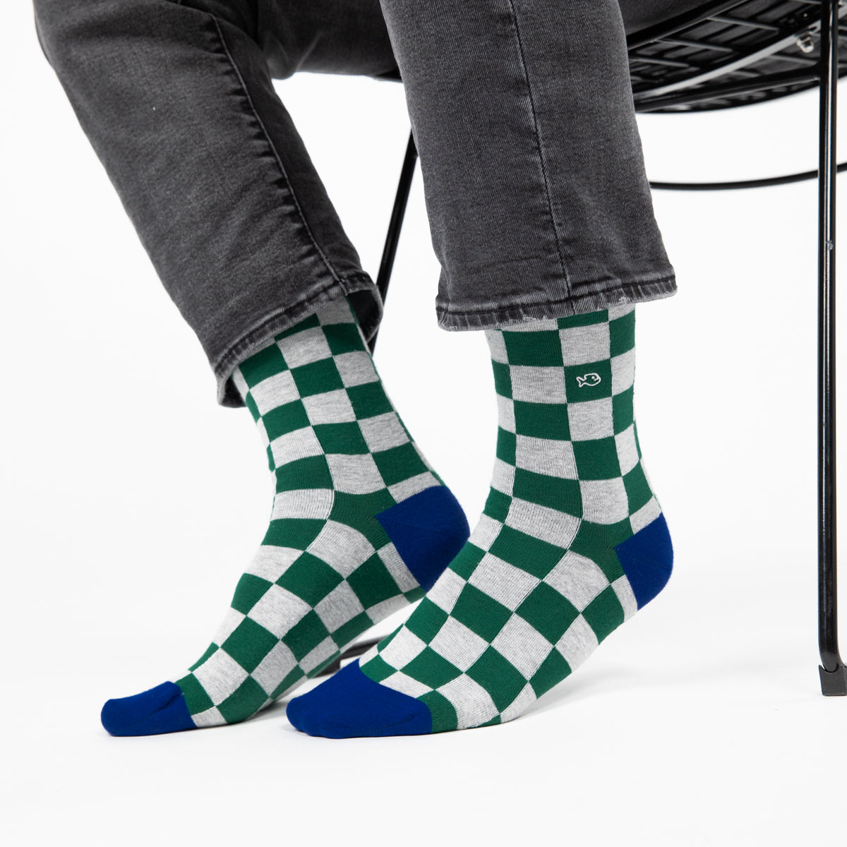 Socks in combed cotton Checked - Silverstone