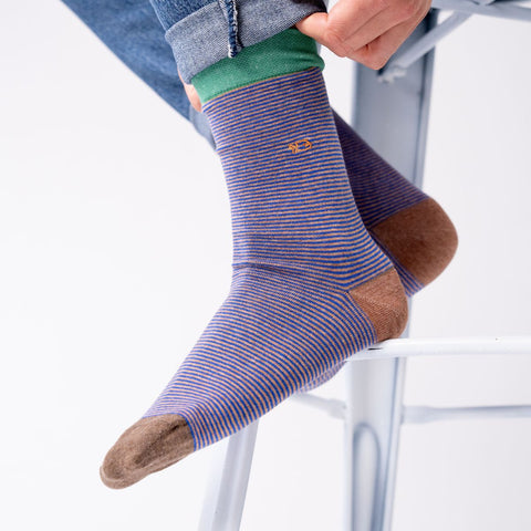 Socks in combed cotton Striped - Moka matcha