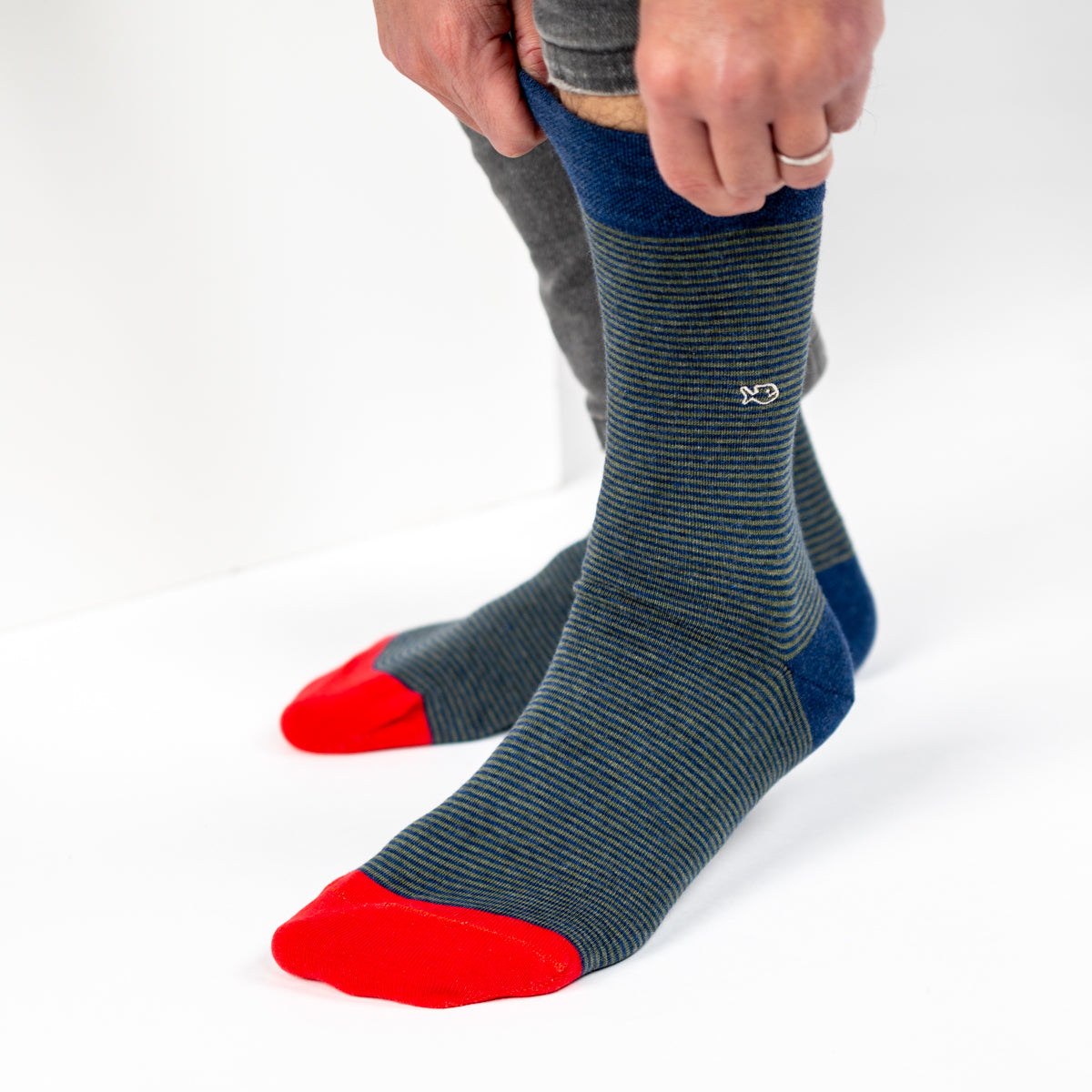 Socks in combed cotton Striped - Elegant