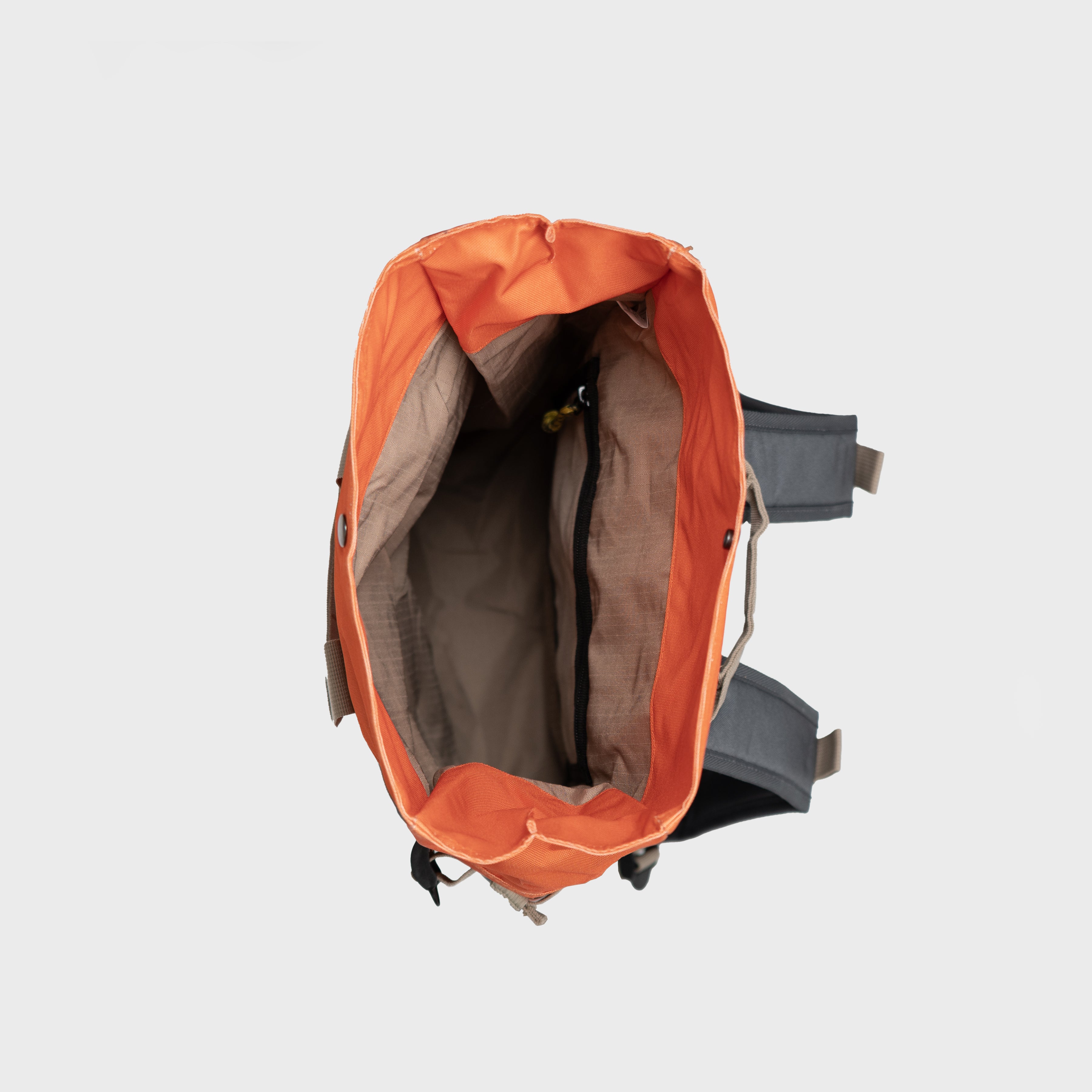 Backpack 100% recycled polyester Roll-top - Orange and grey blue