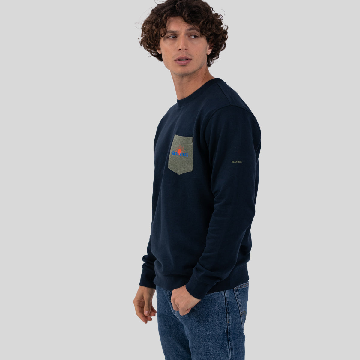 Sweatshirt bleu imprimé MARIISORÉ x BILLYBELT