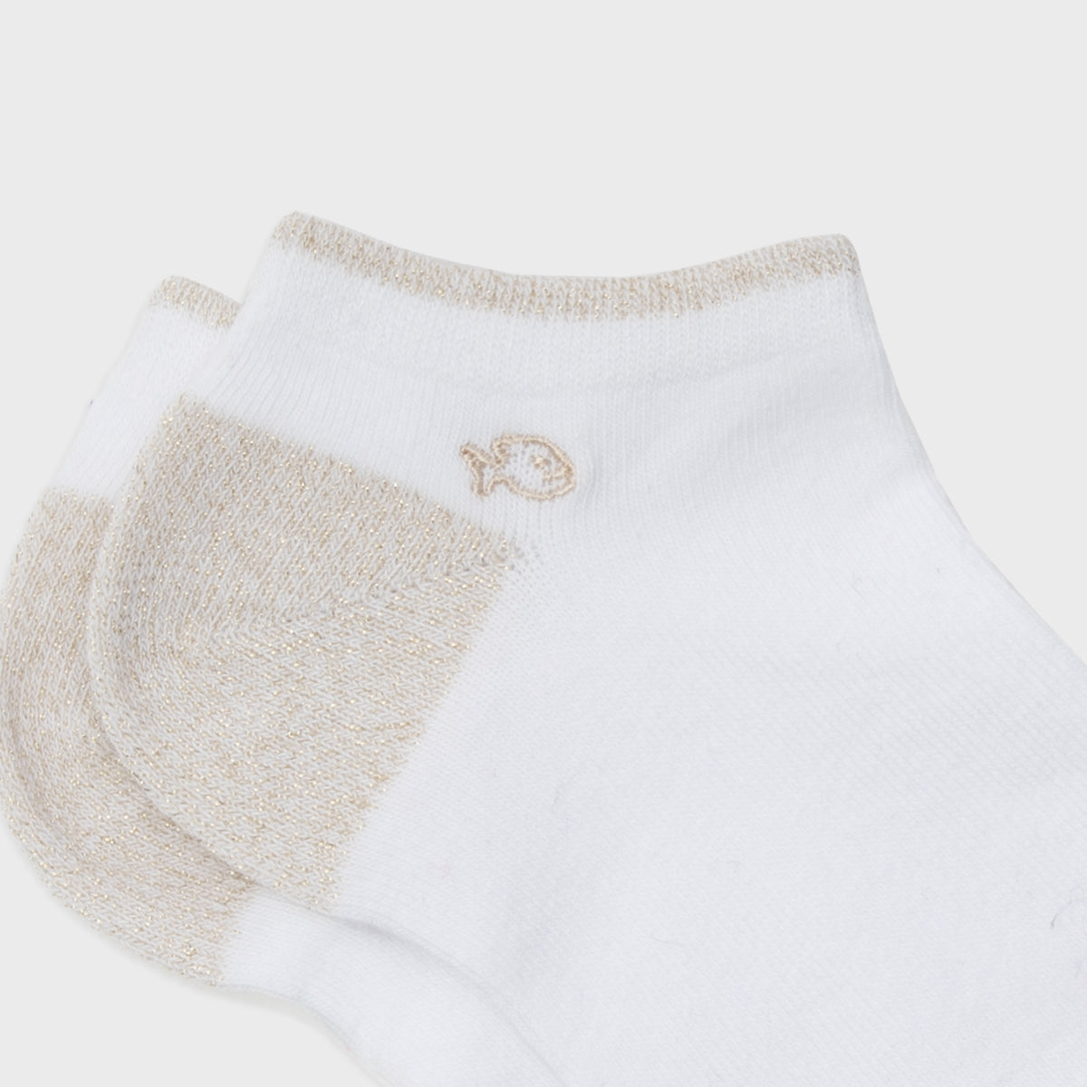 Glitter socks in combed cotton Plain - White gold