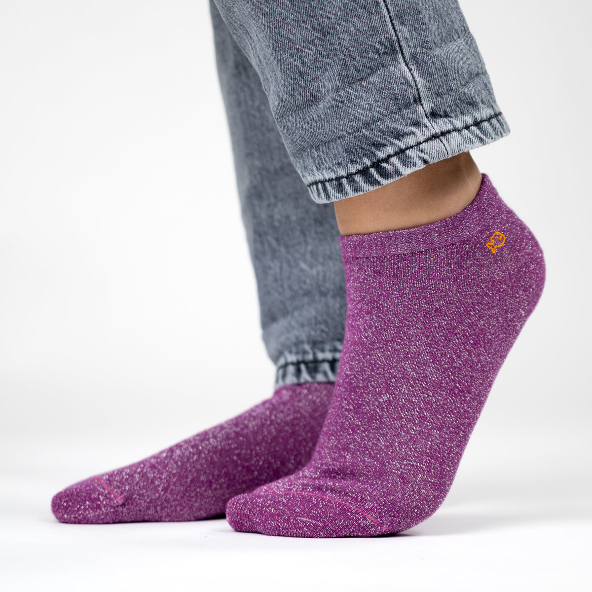 Glitter socks in combed cotton Plain - Purple