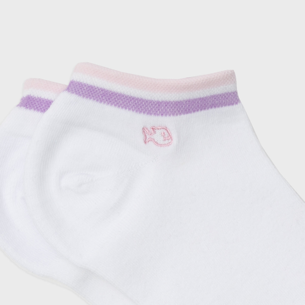 Socquettes en coton peigné Unies - Blanc et rose