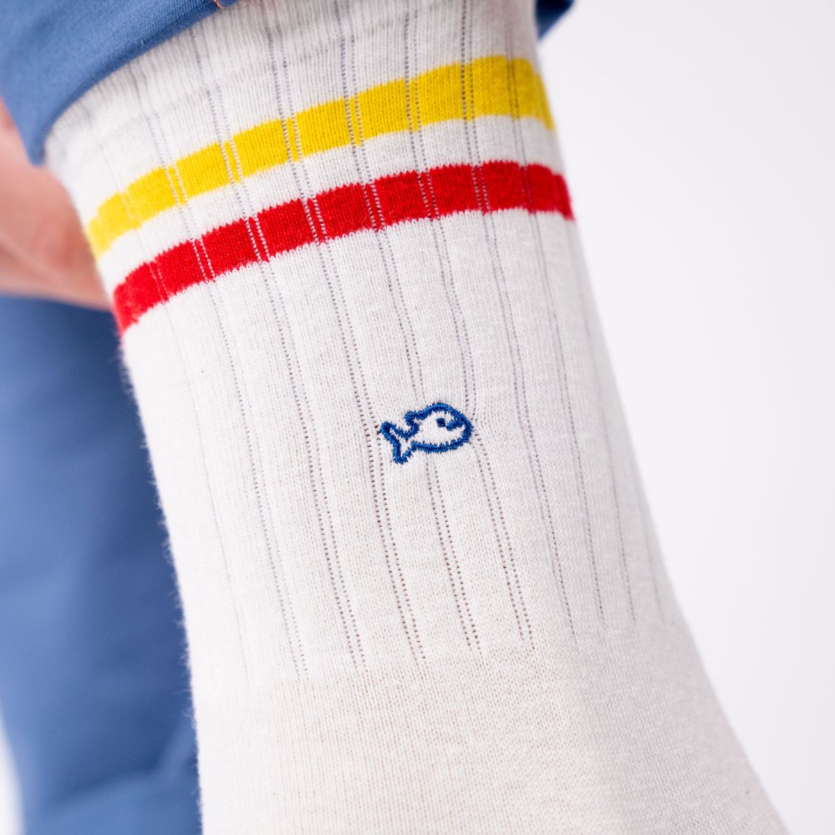 Chaussettes en coton peigné Retro - Jaune et rouge