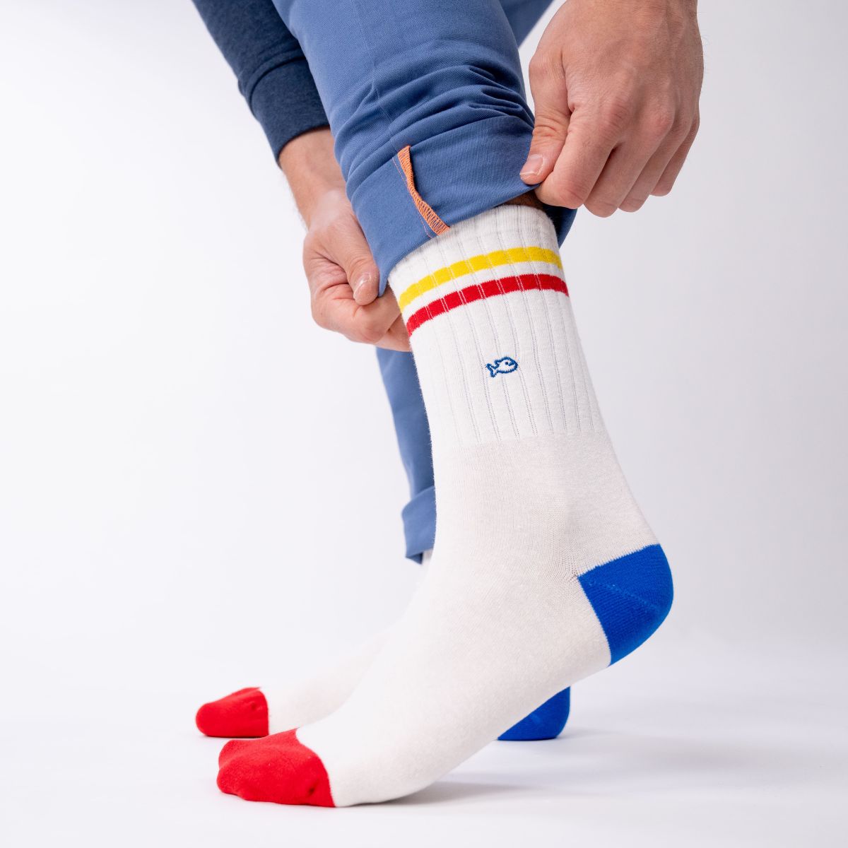 Socks in combed cotton Retro - Yellow and red