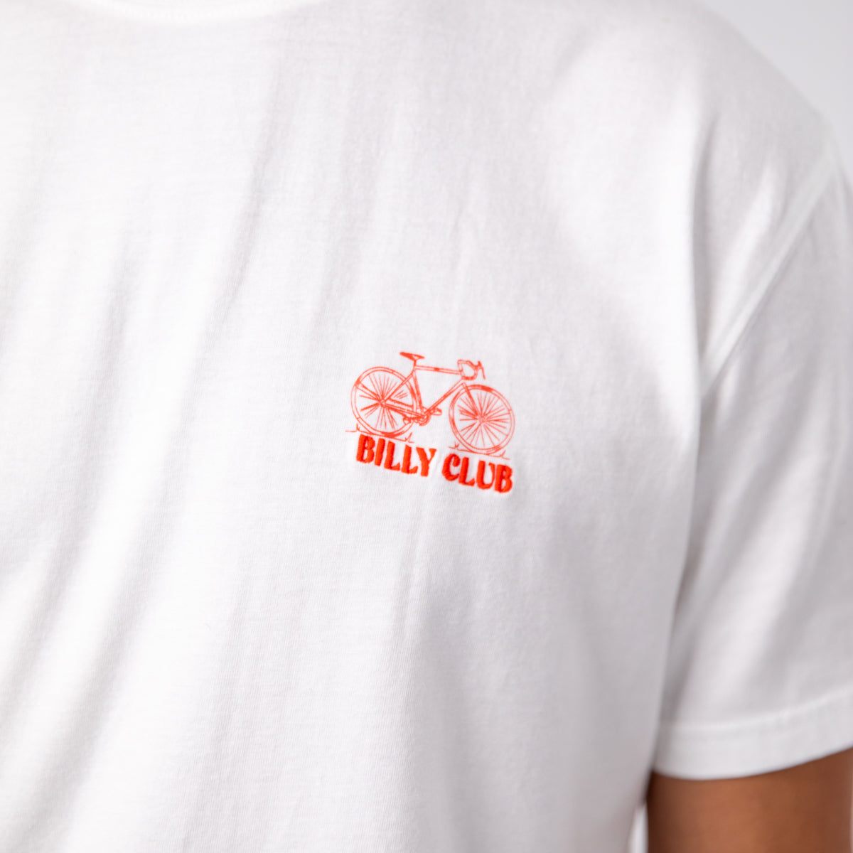 100% organic cotton t-shirt Billyclub - White, bicycle embroidery
