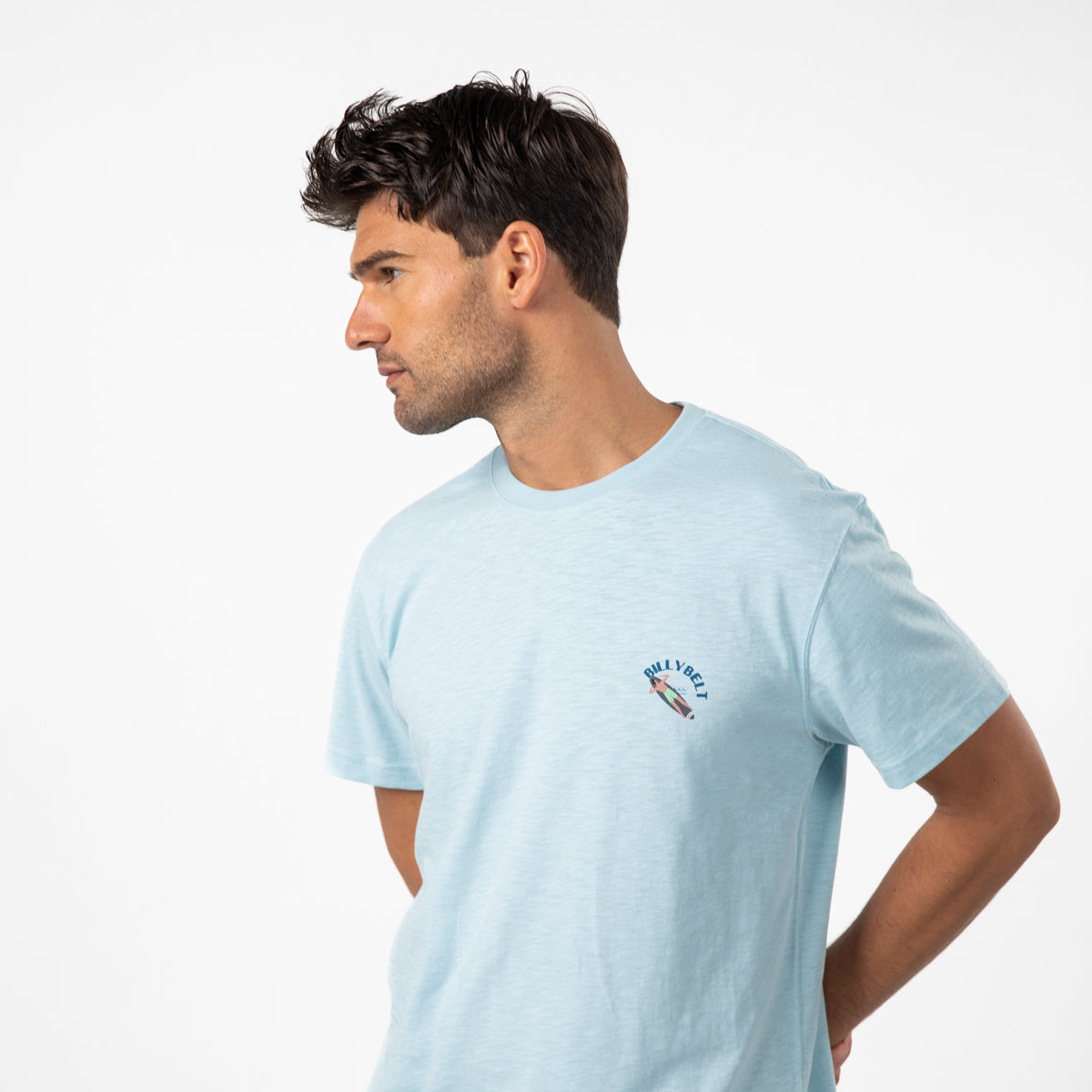 100% organic cotton t-shirt Surfer - Light blue, surfer printed
