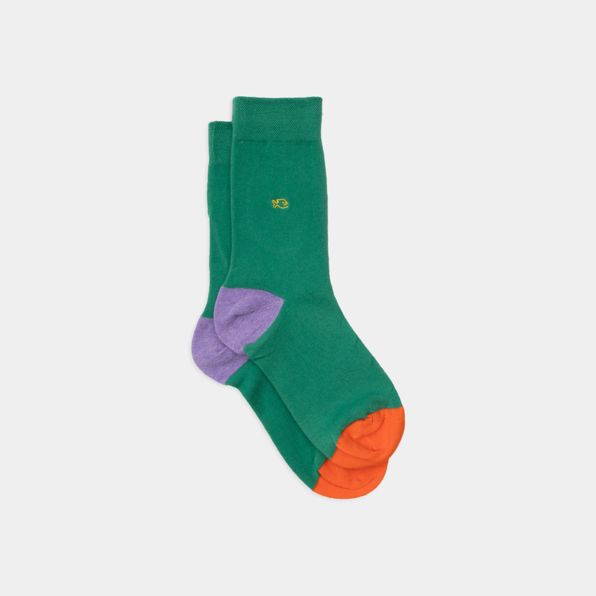 Socks in combed cotton Plain - Green (purple-orange)