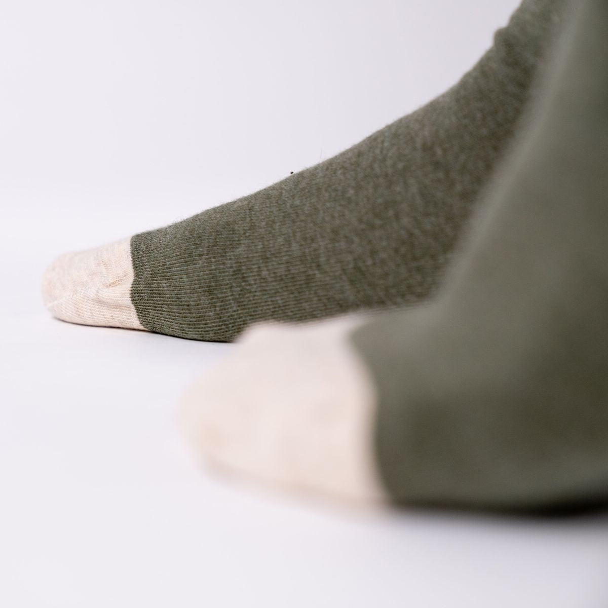 Chaussettes en coton peigné Unies - Kaki (jaune-beige)