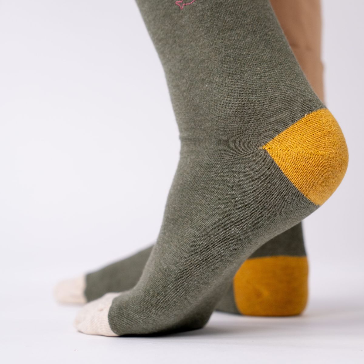 Chaussettes en coton peigné Unies - Kaki (jaune-beige)