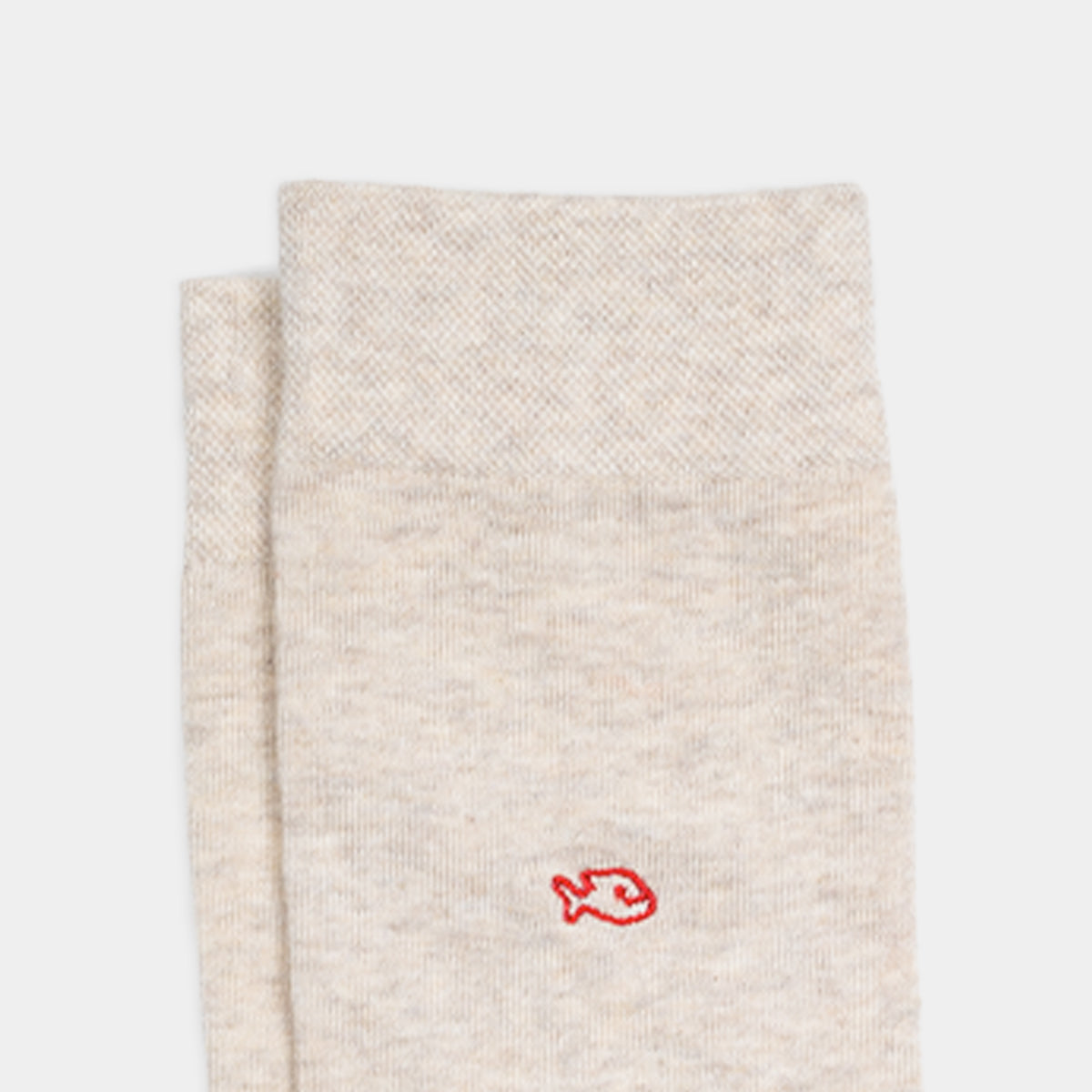 Chaussettes en coton peigné Unies - Beige chiné